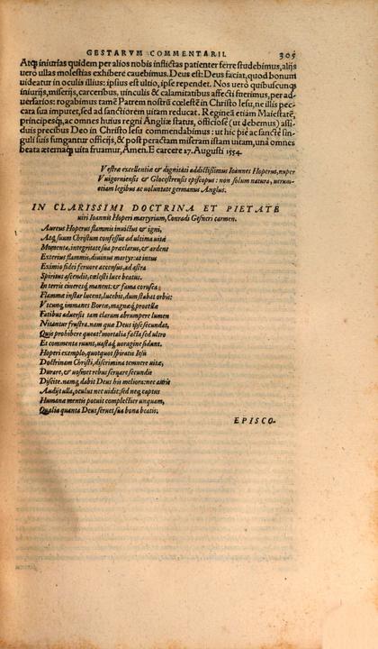 Gessner, Poem on John Hooper (1559)